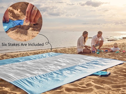 Beach Blanket Sandproof Extra Large Beach Mat Big & Compact Sand Free Mat Qui... - Picture 6 of 8