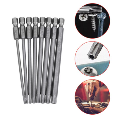 8x Torx Screwdriver Bit Set Hex Security Magnetic Head 150MM Extra Long T8-T40
