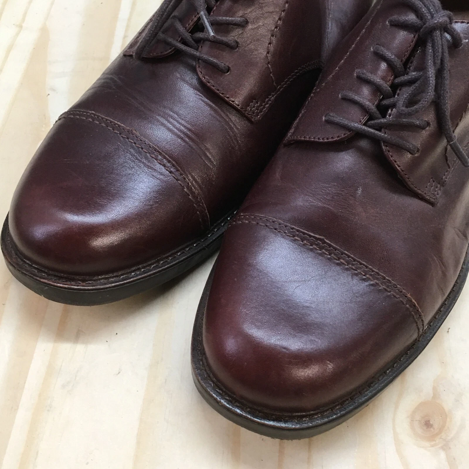 THOM BROWNE Scarpe eleganti Thom McAn da uomo 10 5 Oxford marroni in pelle punta di mandorla casual basse