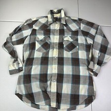 Vintage 80s Levi  s Plaid Pearl Snap Button Long Sleeve Shirt Men Made in USA L