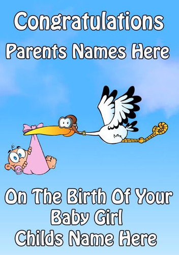 Congratulations A5 Personalised Greeting Card New Baby GIRL Card PIDB6 - 第 1/1 張圖片