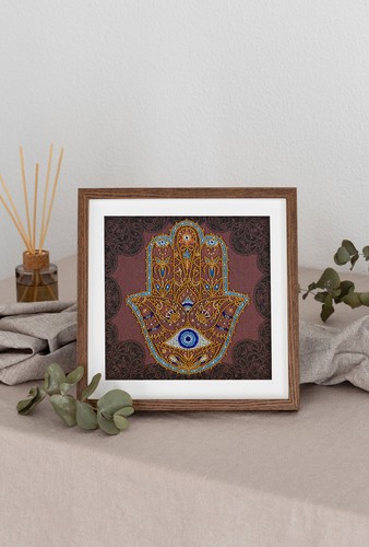 Kit ricamo perline ""Golden Hamsa"" taglia 7,9""x7,9"" / 20,0x20,0 cm - Foto 2 di 6