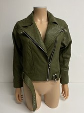 Paige Womens Brand New Sivan Leather Jacket Size Xs Khaki Green P2p 17”