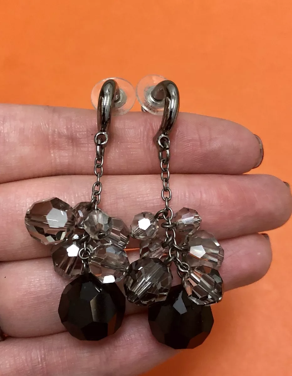 Swarovski black crystal earrings clearance
