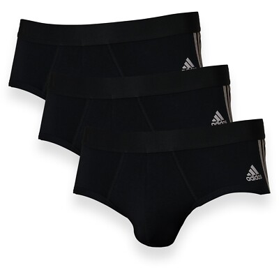adidas Mens Flex cotton stripe brief 3p Boxer Briefs Moisture