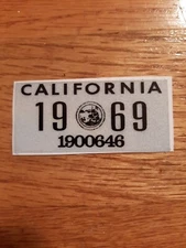1969 California License Plate Registration Sticker, decal, YOM, CA DMV