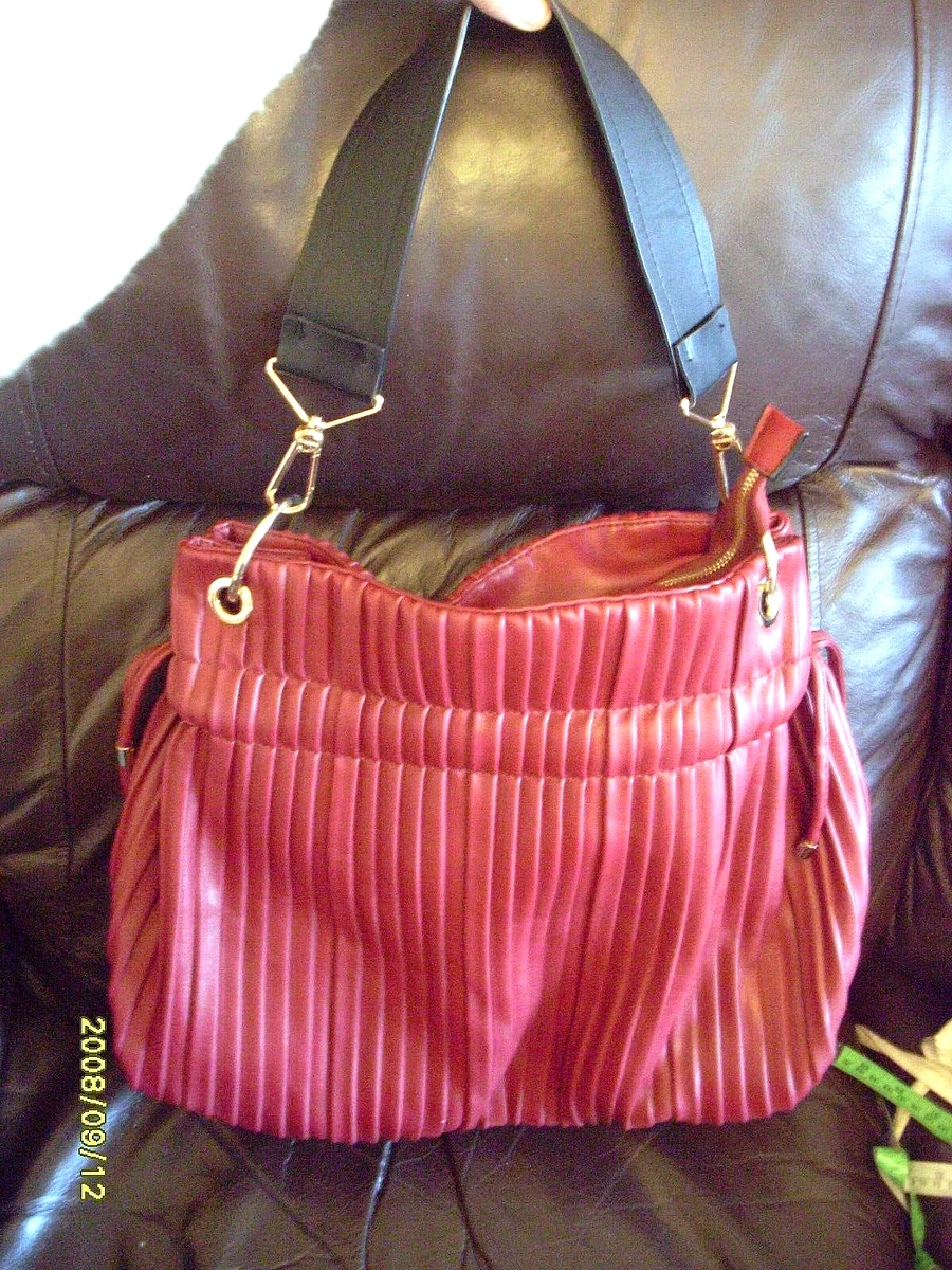 lovely new parfois burgundy pleat faux leather tote bag eBay