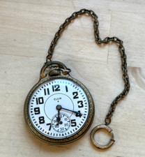 Vintage Elgin Mens Pocket Watch with chain