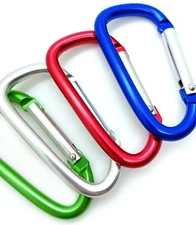 6 pcs - 2.25" ALUMINUM CARABINER CLIP KEY CHAIN SPRING BELT CLIP D ROUND EDGE