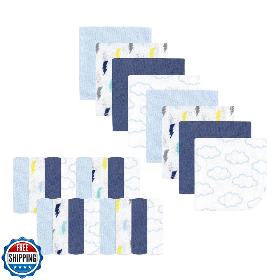 Luvable Friends Unisex Bebé Paquete Súper Suave Paños, Nubes Azules, One Si Foto 3 de 3