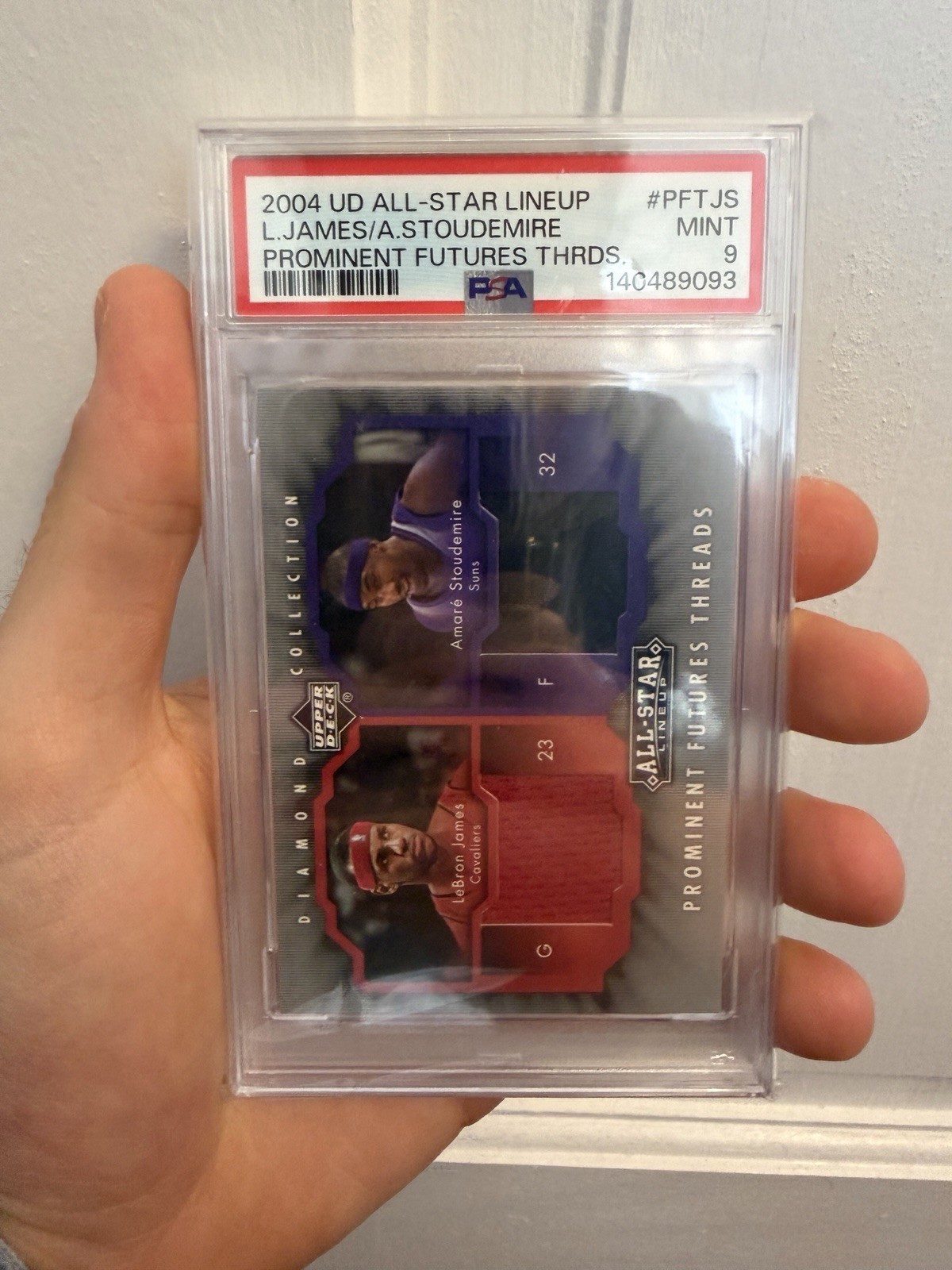 2004 UD All Star Lineup Lebron James/Stoudemire Game Worn Patches #PFTJS PSA 9