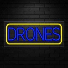 Drones Neon Sign for Retail Displays | LED Flex Neon | 30"W x 12"H x 1"D