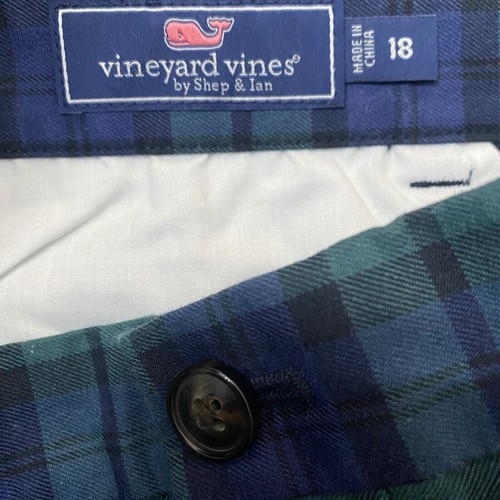 Vinyard Vine Blue Green Plaid Golf Style Stretch Straight Pants Girls Sz 16-18 - Picture 3 of 11