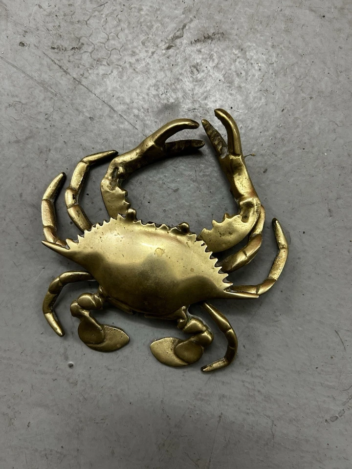 Cenicero Cangrejo Latón De Colección Símbolo del Zodiaco Joyería Baratija Tapa Bisagras 6" Foto 4 de 4