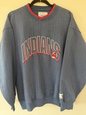 STARTER   Vintage Cleveland Indians Chief Wahoo Pinstripe Sweatshirt   Size XL
