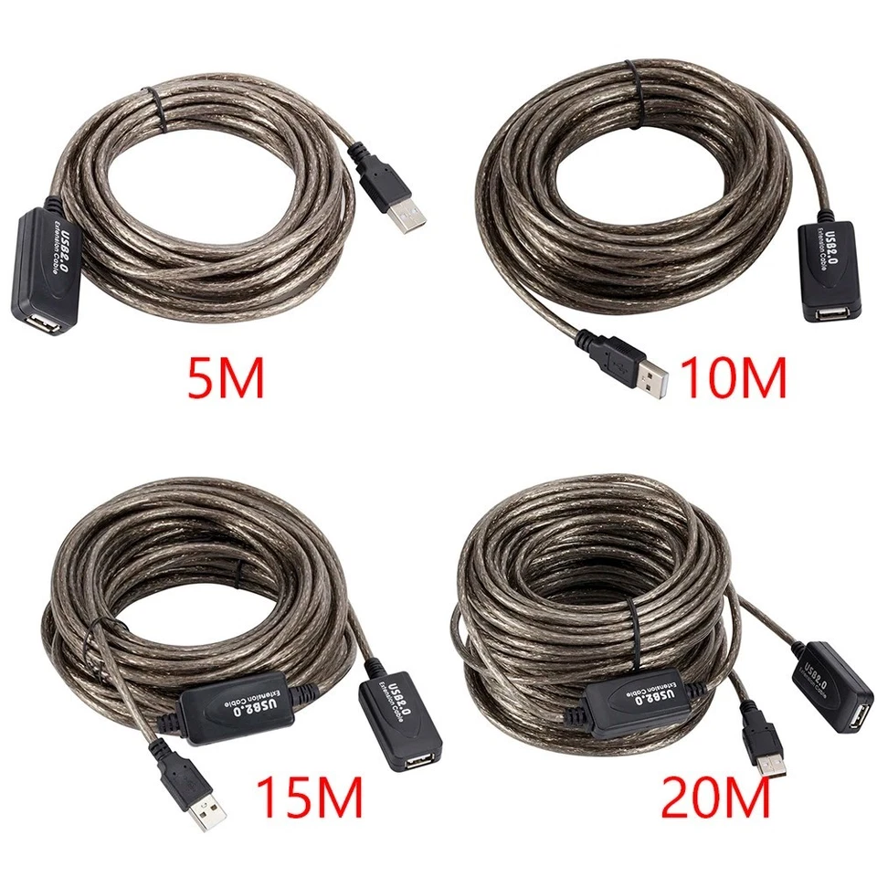 USB 2.0 Extension Cable 5/10/15/20m Active Repeater Lead Male to Female Adapter - Image 2 of 4