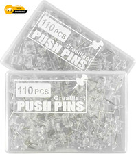 220 Pcs Push Pins Tacks, Thumb Tacks for Wall Bulletin Board, Clear Plastic Head