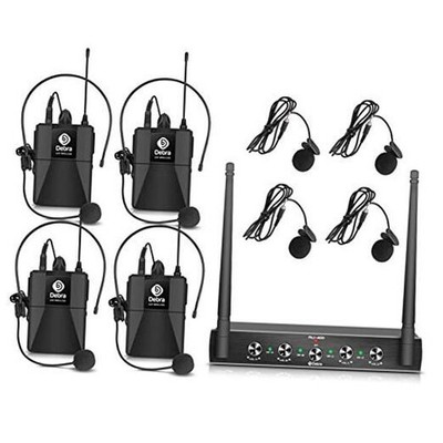 Debra Audio Pro UHF 4 Channel Wireless Microphone System with 4 Bodypack (A)