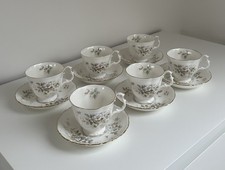 6 X Set Of Royal Albert ‘Haworth’ Tea Cups & Saucers Vintage Bone China VGC