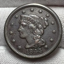 1844 Braided Hair Large Cent receive coin pictured see description #3327