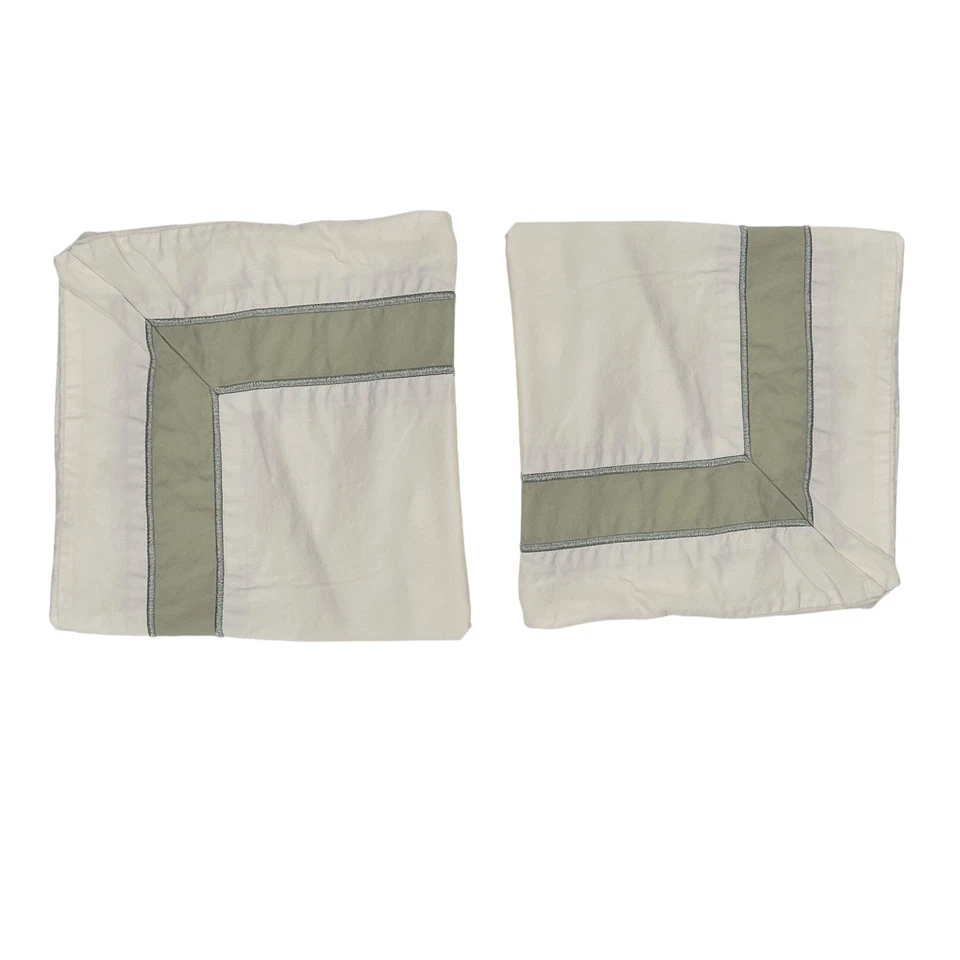 Par de fundas Fieldcrest Luxury Euro 26x26 Supima algodón blanco verde salvia Foto 3 de 4