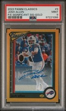 2022 Josh Allen Panini Classics Auto /5 Gold PSA 9 Bookended 5/5 Buffalo Bills