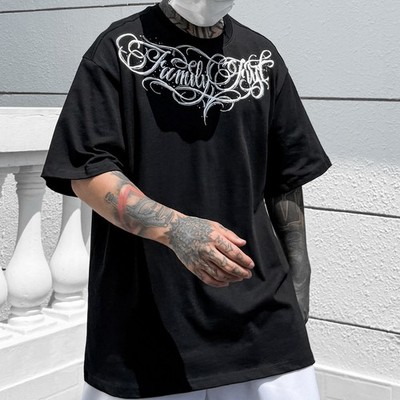 Mens Chicano Script T-Shirt - West Coast Gangsta Loose Fit Hip-Hop Streetwear