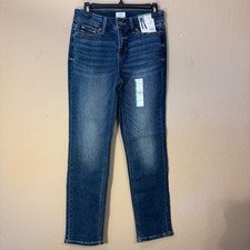 Time and Tru Jeans Women 4 Blue Straight Mid-Rise Stretch Dark Wash Denim NEW