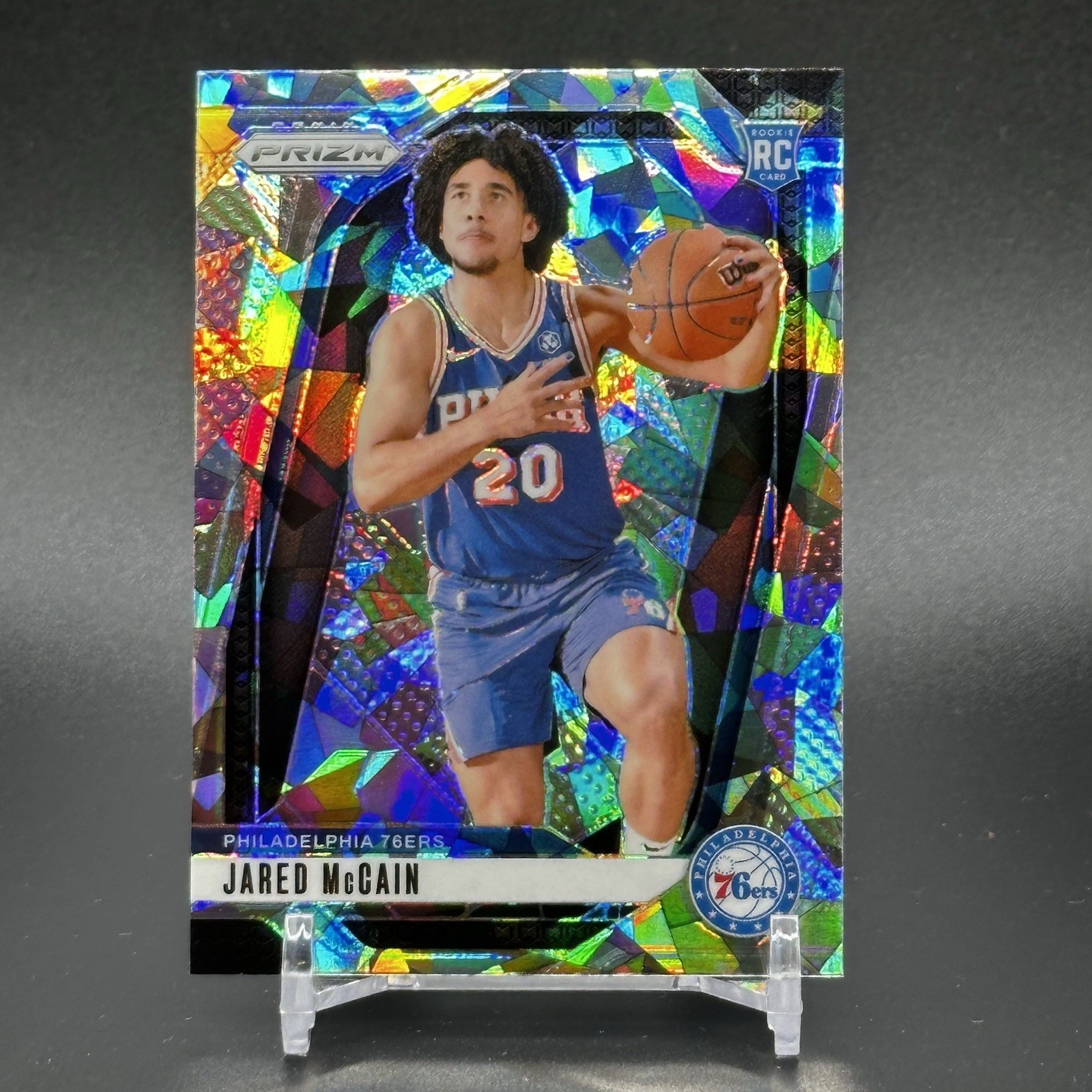 2024-25 Prizm Silver Cracked Ice Jared McCain #222 RC - 76ers Basketball Rookie