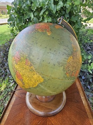 2DIE4 1940s HTF Rare 12'' Precision Illuminated Light Up Glass Replogle Globe