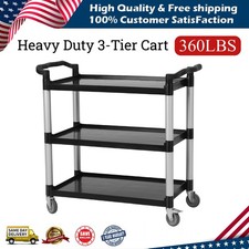 3-Tier Rolling Serving Utility Cart 360 lb Capacity Heavy Duty for Food Service