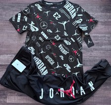 NWT Nike Air Jordan Boys YXL Black/White/Red BIG LOGO Jogger Pants Set XL