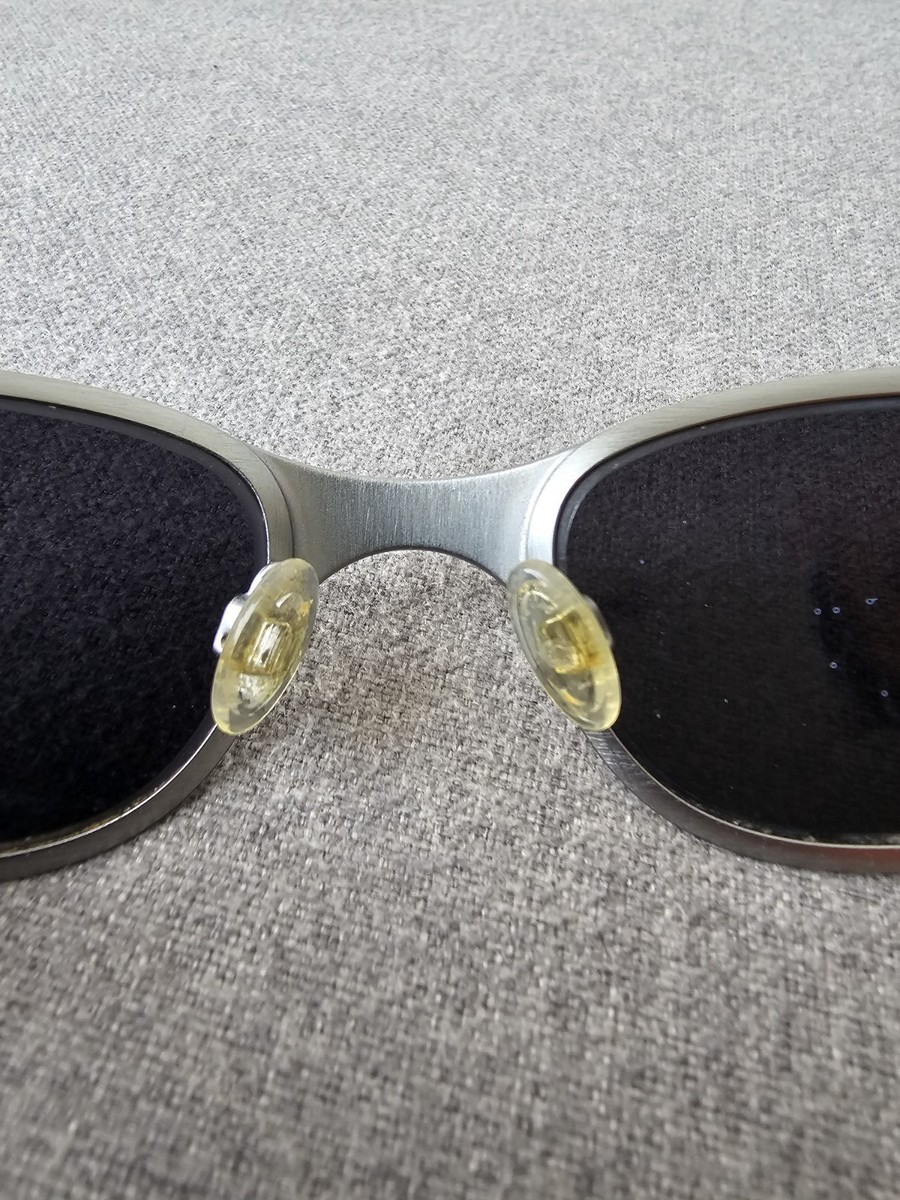 Vintage Oakley A Wire 2.0 Sunglass Silver Metal Frame Grey Lense