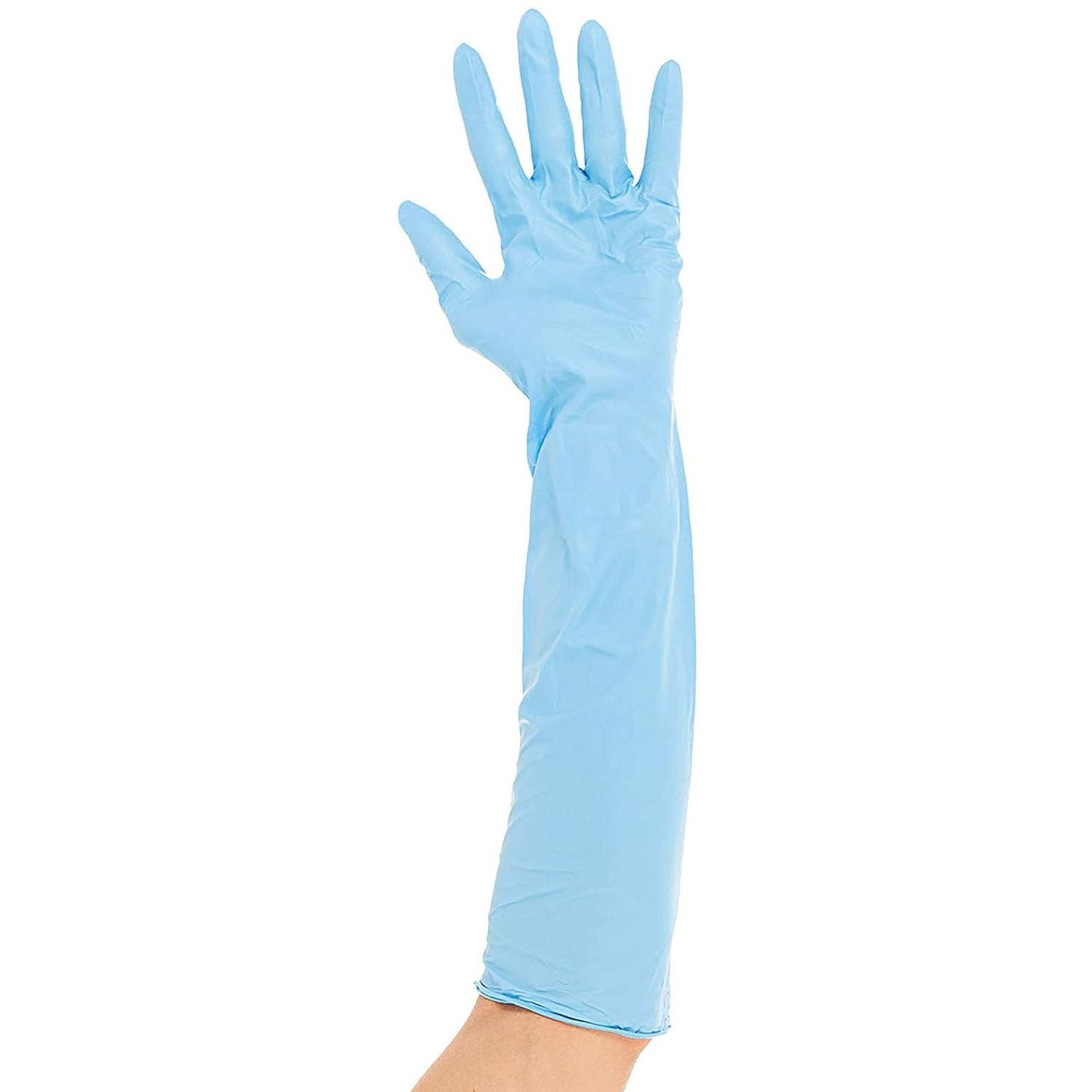 Gants nitrile sans latex HYGOSTAR Extra Safe XL contre les déchirures et bras mouillés