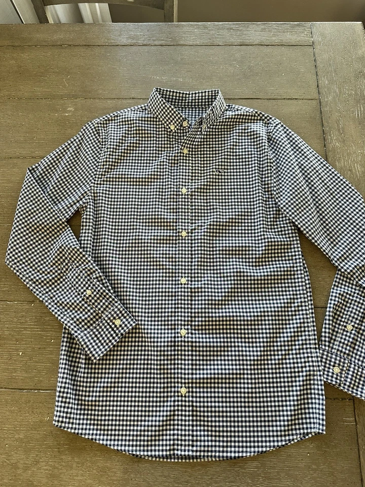 Camisa a Cuadros Vineyard Vines Performance Niños Talla L (16) Azul Marino Guinga Nueva Sin Etiquetas Foto 2 de 4
