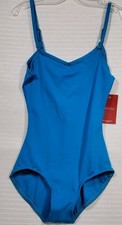 NWT Capezio Camisole Leotard, Adjustable Straps, V-Neck and Back, Lt. Blue Sz S