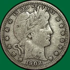 1908-O Barber Quarter Very Fine VF Coin #36509