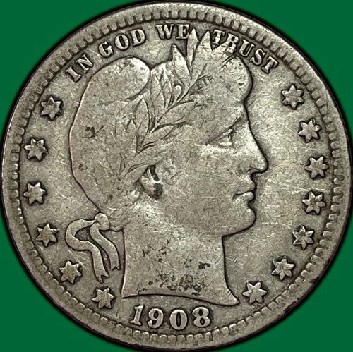 1908-O Barber Quarter Very Fine VF Coin #36509