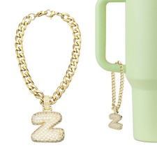 Letter Charm for Stanley Tumbler Cup, Bubble Cute Initial Z Letter Charm, Gold