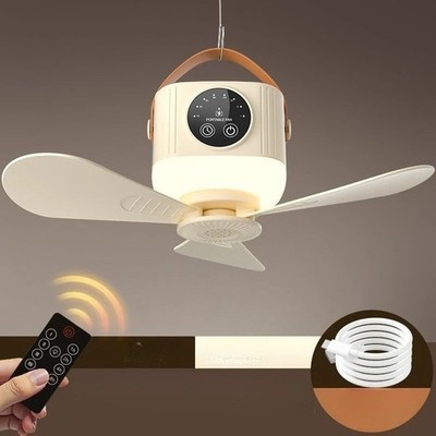 Tragbarer wiederaufladbarer hängender Deckenventilator kabellos USB Student Schlafsaal Camping