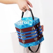 Anglo-Style Concertina Accordion 20-Button 40- With Carrying Bag Blue C4R5