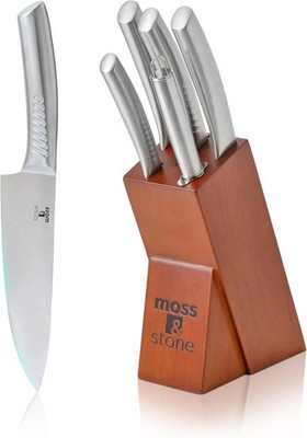 Professional 6-Piece Kitchen Knife Set with Block - Stainless Steel Luxury