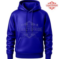 Men's Royal Blue Leather Hoodie Genuine Lambskin Hoody Handmade Pullover Lgbtq