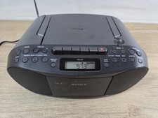 Sony CFD-S70 CD/Cassette Boombox with Radio Black Mega Bass Battery-Powered