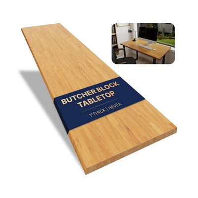 Howizz 60x25 Inch Solid Hevea Wood Table Top with UV Coating   1 Inch Thic