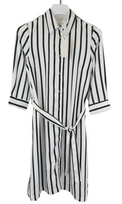 Gas Maree Viscose Striped Kleid Damen Klein Snap Knöpfe mit Gürtel Mittellang