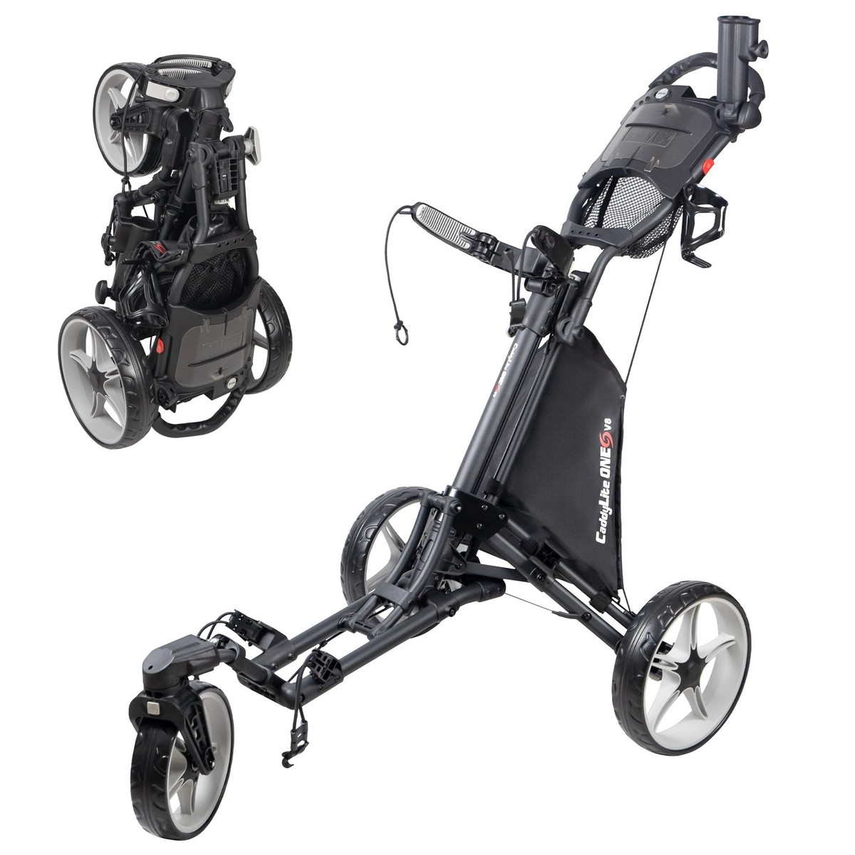 CaddyLite One Swivel V8 Golf Push Cart – 3 Wheel Lightweight