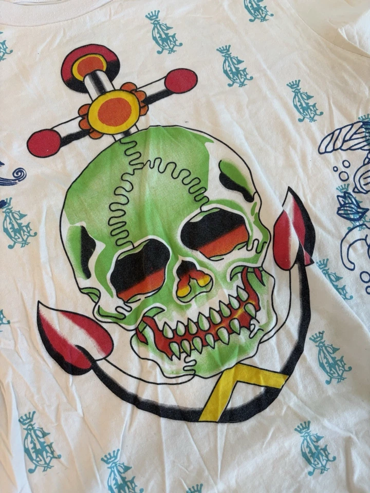 Рубашка мужская Christian Audigier Los Angeles размер L традиционная тату якорь белая - Изображение 3 из 4