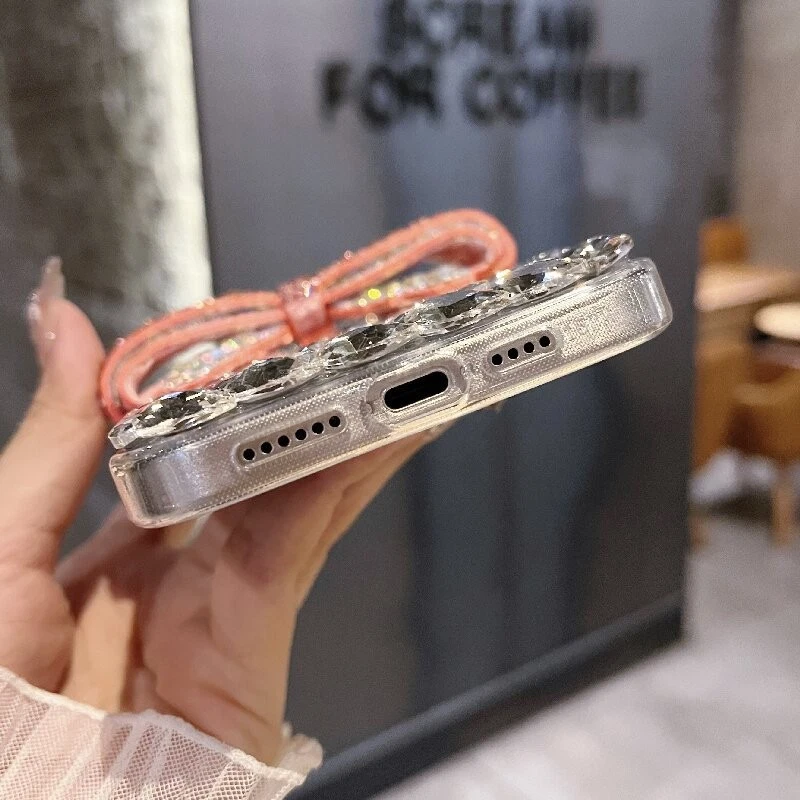 Handmade 3D Bow Full-Diamond Phone Case for iPhone 16/15/14/13/17 Pro Max - Image 3 of 4