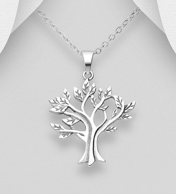 925 Sterling Silber matt Stammbaum des Lebens Anhänger 34x25mm gepunzt Geschenk